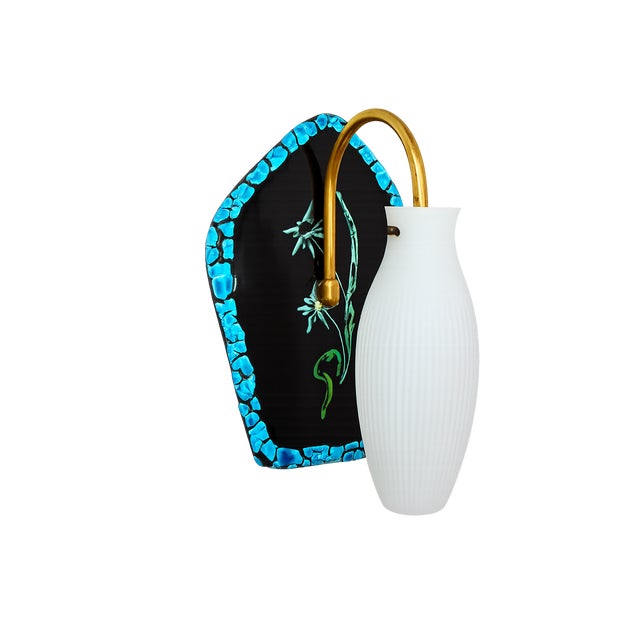 Wall Lamp in Ceramic, Brass, and Glass 1960s For Sale - Image 9 of 9