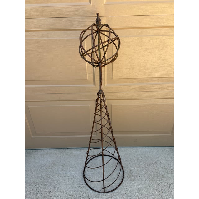 Vintage English Country Classical Wrought Iron Garden Armillary Sundial on Stand For Sale - Image 10 of 12