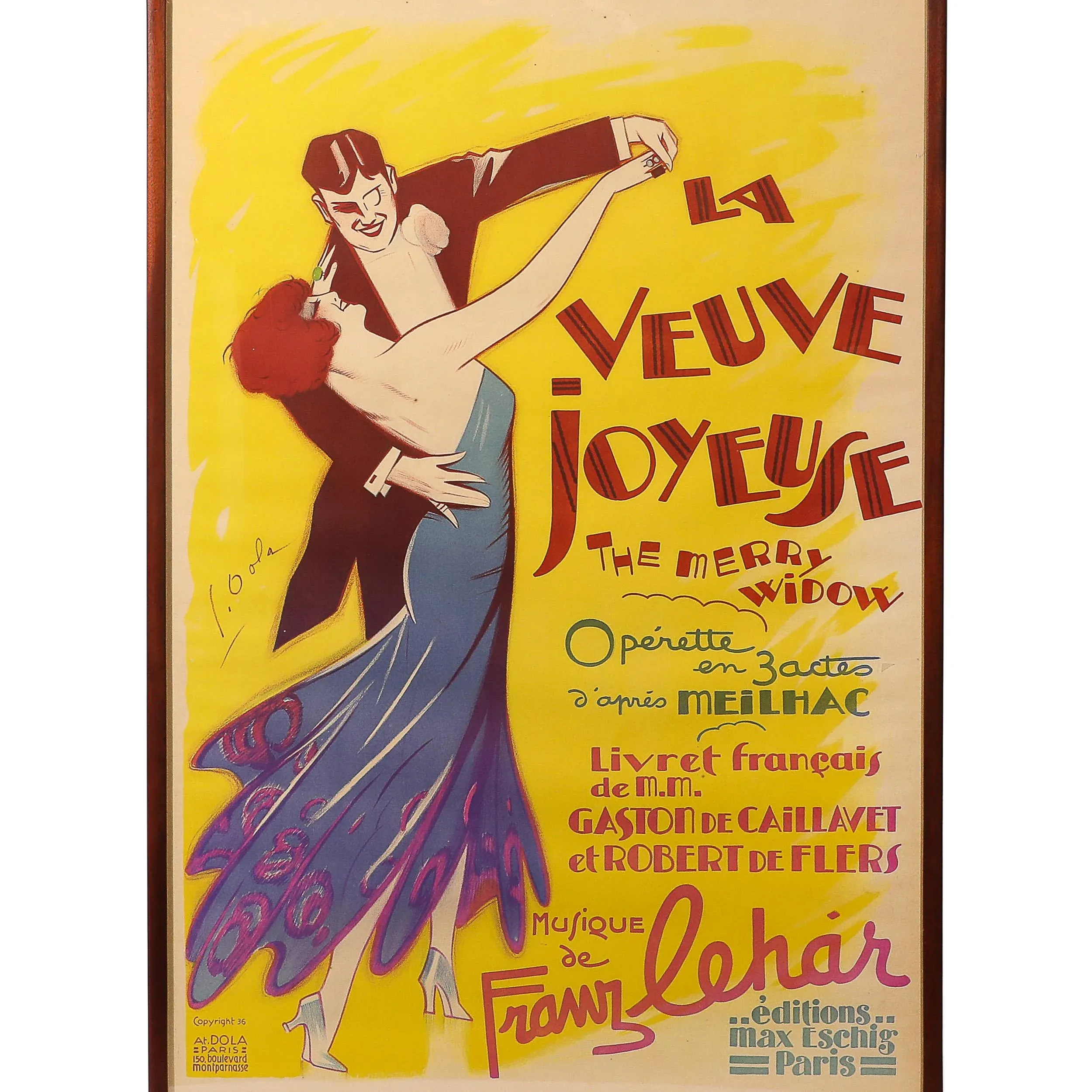Art Deco La Veuve Joyeuse 1936 Original French Operetta Poster by
