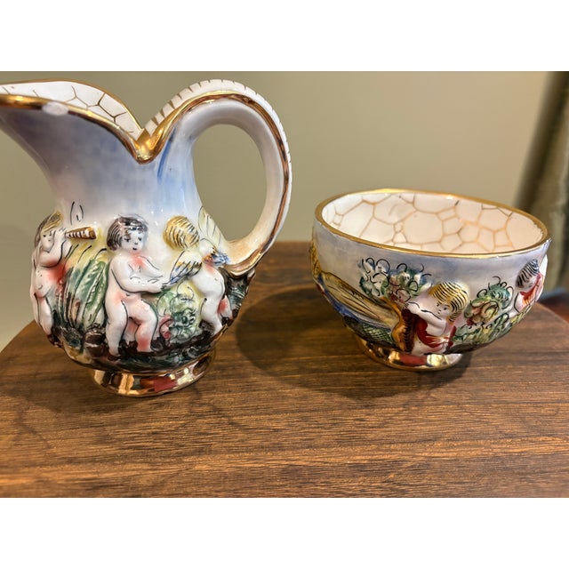 Ceramic Capodimonte Porcelain Cherub Themed Petite Pitcher and Bowl For Sale - Image 7 of 7