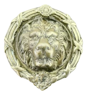 Heavy Gothic Lions Mask Brass Door Knocker, 1950s