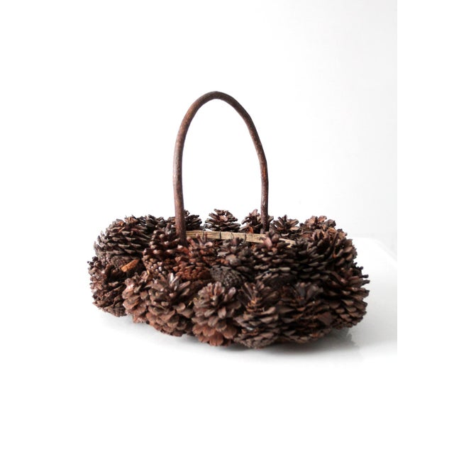 Vintage Handmade Pinecone Basket For Sale - Image 4 of 15