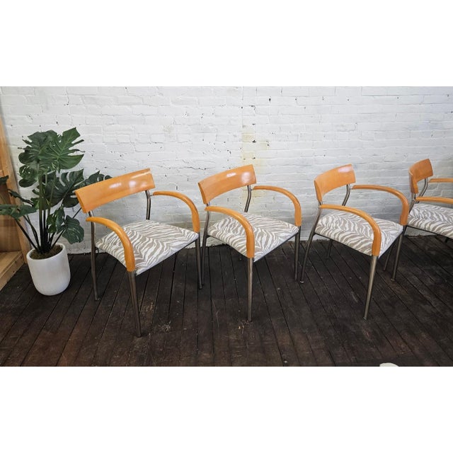 Set of 4 - Bernhardt Dining Chairs W/Zebra Fabric For Sale - Image 9 of 12