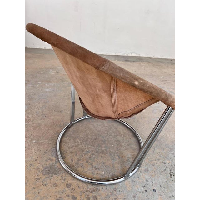 Balloon Sling Armchair in Brown Suede from Lusch & Co For Sale - Image 10 of 11