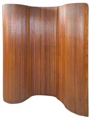 Mid-Century Art Deco French Self-Supporting Wooden Screen attributed to Baumann, 1950s