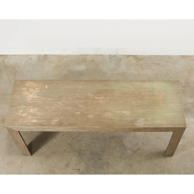 Modern Cerused Distressed Oak Parsons Style Rectangular Dining Table For Sale - Image 3 of 12