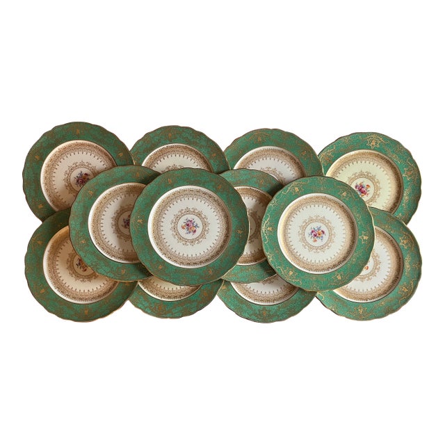 Antique Early 20th Century Porcelain Dinner Plates by George Jones & Sons China - Set of 12 For Sale