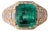 Vintage 18k Gold 4.90 Carat Green Emerald and Diamond Ring, Size 7.5 For Sale
