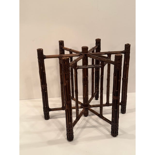 Classic top of the line McGuire leather wrapped bamboo dining table base with exemplary craftsmanship and style.