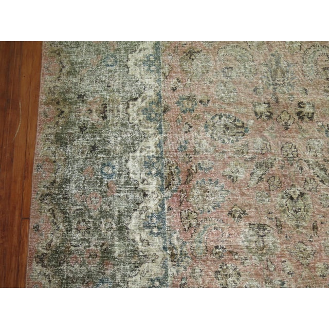 Early 20th Century Zabihi Collection Large Worn Neutral Persian Rug - 11'10" x 16'2" For Sale - Image 9 of 10