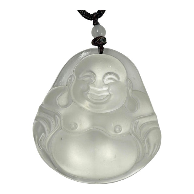 Clear Crystal Glass Artistic Happy Laughing Buddha Pendant For Sale