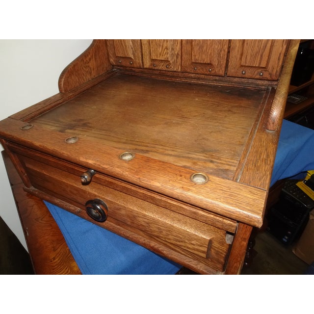 Antique McCaskey Counter Top File Cabinet Register ~W Drop Down Drawers & Tray For Sale - Image 13 of 16