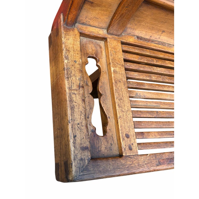 Rustic European Rare 18th Century Chinese Carved Elm Long Opera Bench For Sale - Image 3 of 12