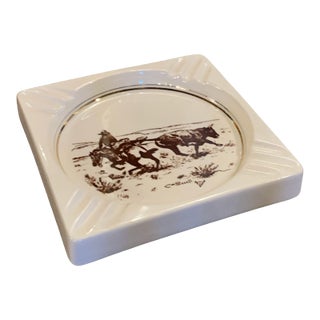Vintage c.m. Russell Western Porcelain Ashtray For Sale