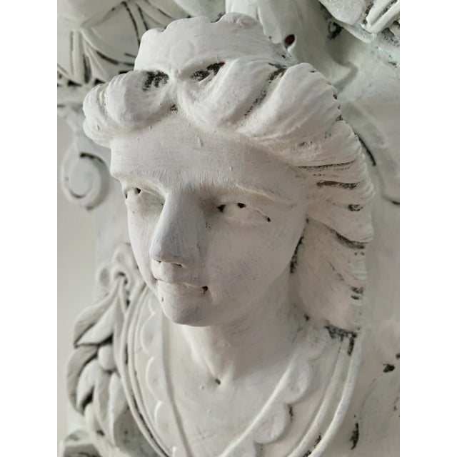 Paint Pair of Vintage Plaster Relief Female Busts by Irving B Last For Sale - Image 7 of 13