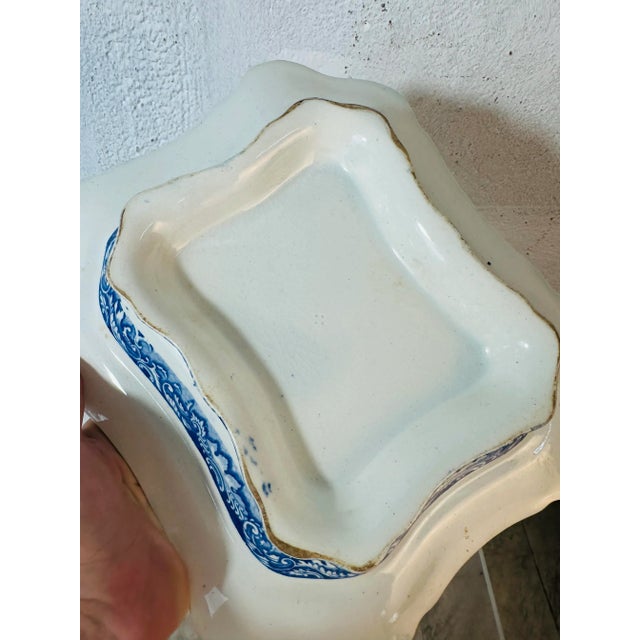 1900 - 1909 Antique Blue and White Serving Bowl For Sale - Image 5 of 9
