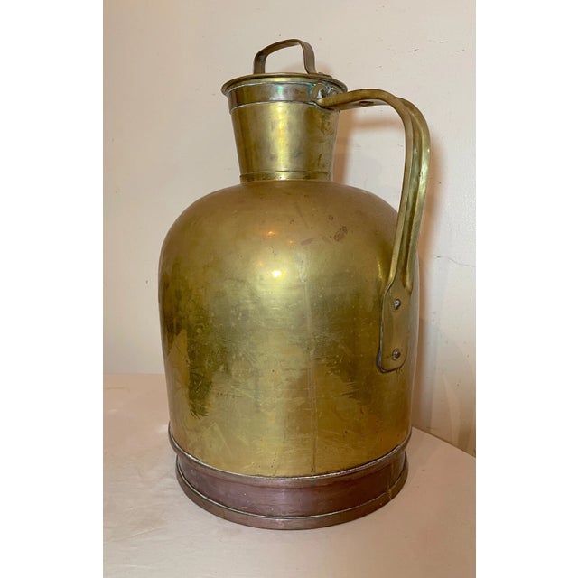 Large Heavy 19th Century Brass Copper Civil War Navy Water Milk Jug Metalware For Sale - Image 9 of 15