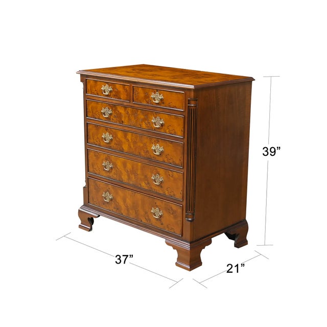 This elegant antique reproduction Burled Chest from Niagara Furniture has superb detailing with bead moulding around its...