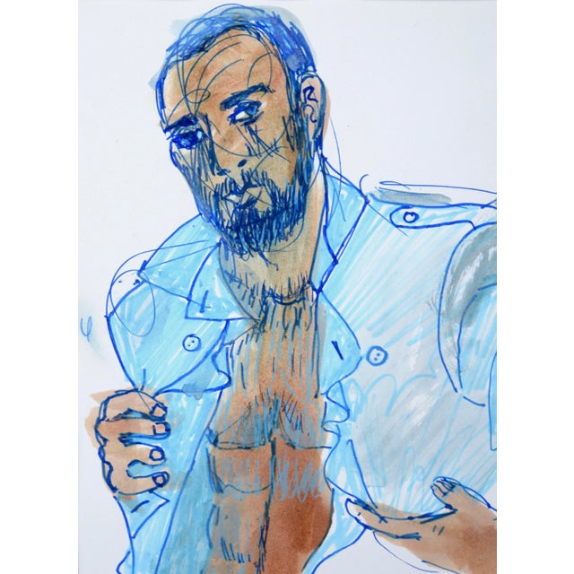 Male Figurative Model, Pop Art Abstract Ink on Paper by Marc Foster Grant For Sale - Image 4 of 4