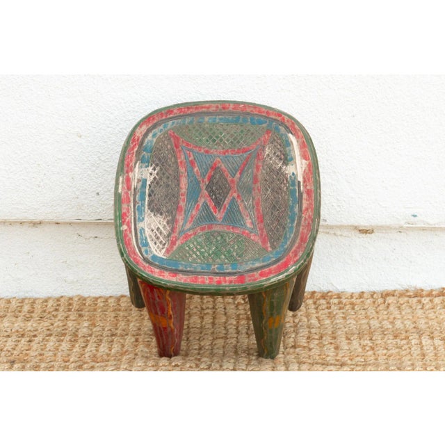Vintage Festive Multicolor Nupe Table | Chairish