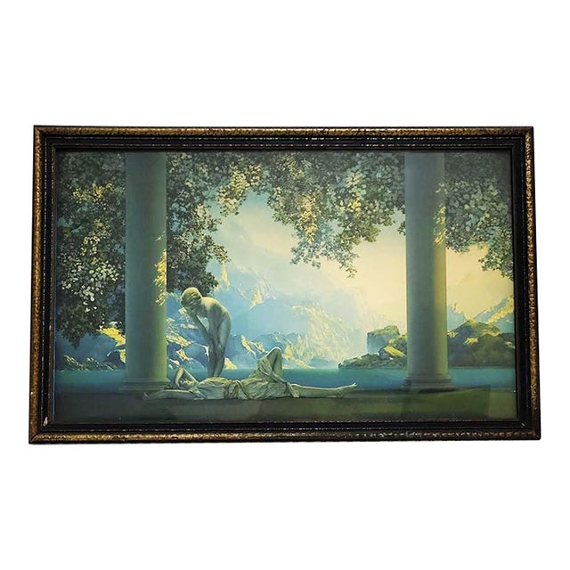 Large 1920s Maxfield Parrish "Daybreak" Lithograph – House of Art Ny, Period Frame For Sale
