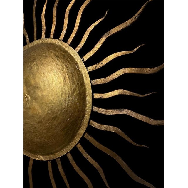 Gold Spanish Solar Crown Sunburst Fixture in Gilt Metal, 1950 For Sale - Image 8 of 10