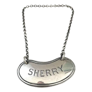 Antique Horton & Allday Sterling Silver "Sherry" Decanter Tag - Stamped