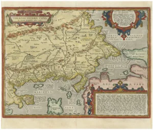 Ortelius Map of Ancient Thrace with Hand Color, 1603
