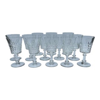 Val St. Lambert Cut Glassware Esneux Crystal Water Goblets, Belgium- Set of 13 For Sale