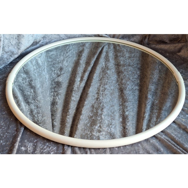 Vintage Round Wall Mirror in White Lacquered Metal by Keuko, 1980s For Sale - Image 3 of 7
