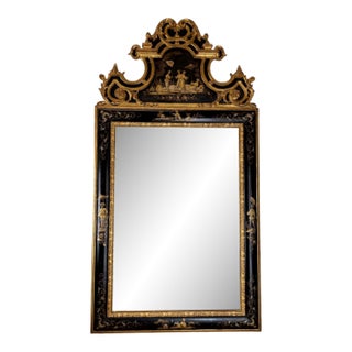 1940s Large Italian Chinoiserie Mirror With Hand Painted Details For Sale