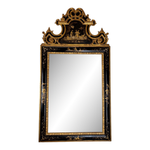 1940s Large Italian Chinoiserie Mirror With Hand Painted Details