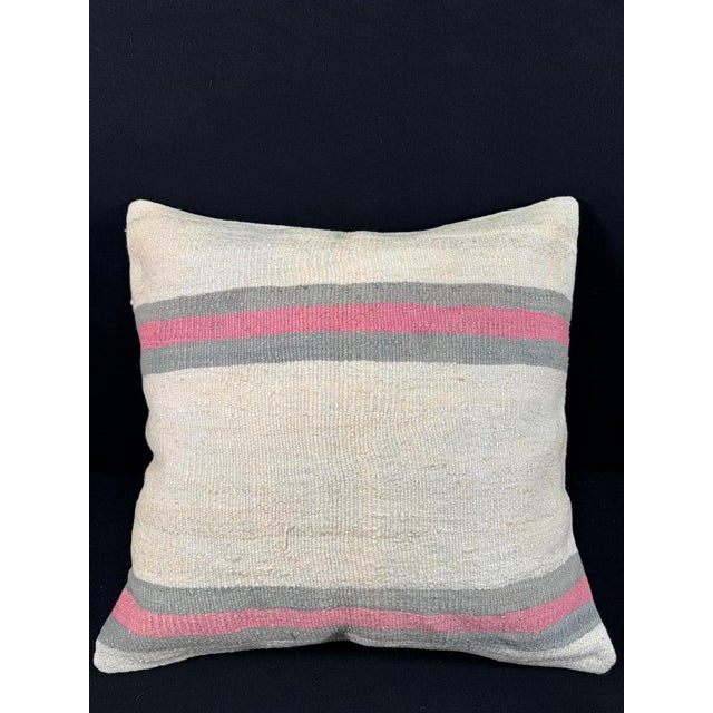 Turkish Hemp Pillow Cushion Natural Beige Pink Pillow Cushion Cover 24"x24" #30378 Enhance your home decor with our Kilim...
