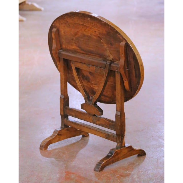 19th Century French Walnut Inlaid Tilt-Top Wine Tasting Table For Sale - Image 12 of 14