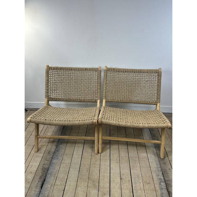Lounge Chair in Teak and Woven Seagrass, 2000s For Sale - Image 9 of 10