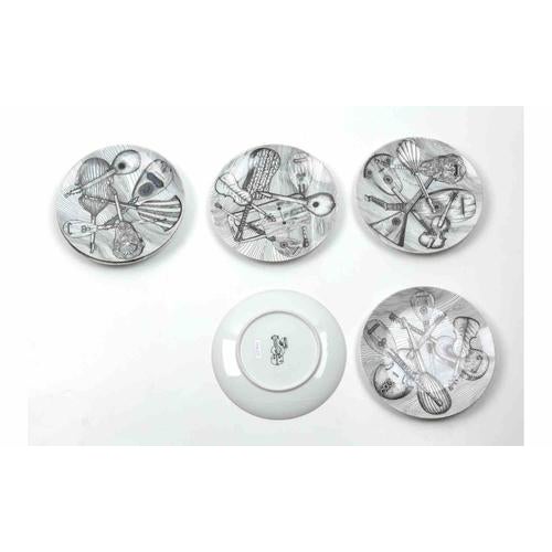 Musical Instruments Series Plates by Piero Fornasetti, 1960s, Set of 7 For Sale - Image 3 of 9