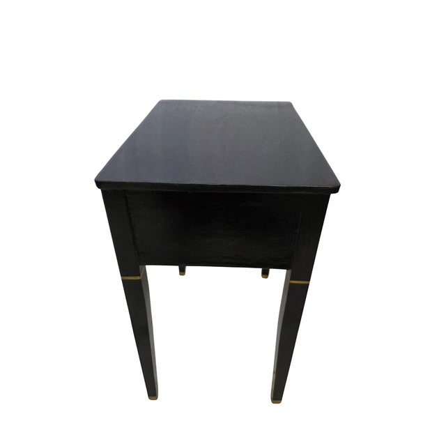 1970s Ebony Lacquered Faux Bamboo Side Table With Gilded Gold Trim For Sale In Baton Rouge - Image 6 of 11