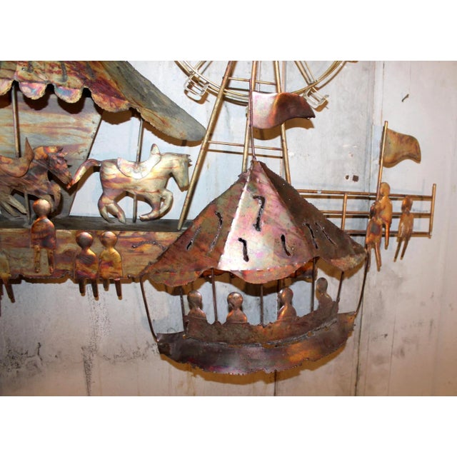 Metal Vintage Carnival Scene Copper Wall Art For Sale - Image 7 of 9