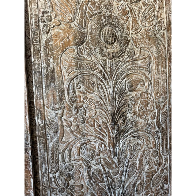 Mid-Century Modern Hand-Carved Tree of Life Wood Wall Panel – Whitewashed Rustic Floral Wall Art, Vintage 80 For Sale - Image 3 of 8