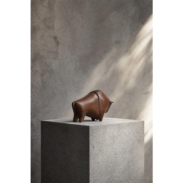Brown Vintage Danish Dark Teak Bison Figurine, 1960s For Sale - Image 8 of 12