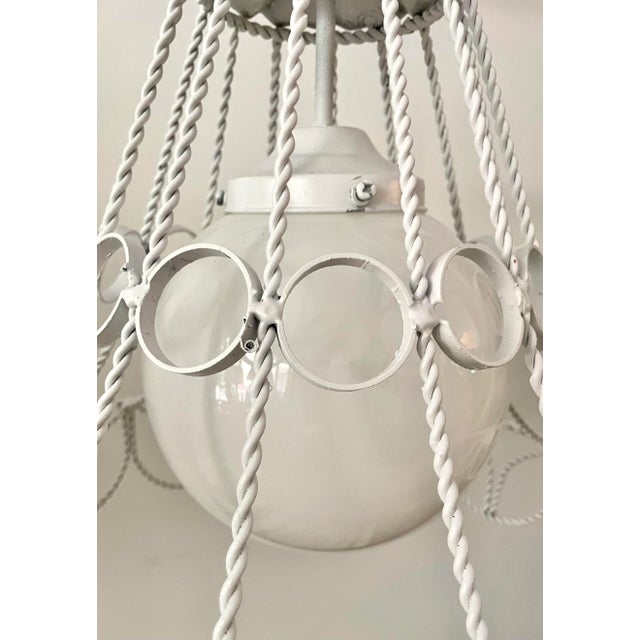 Mid 20th Century Mid Century Modern White Twisted Metal Pendant Light For Sale - Image 4 of 13