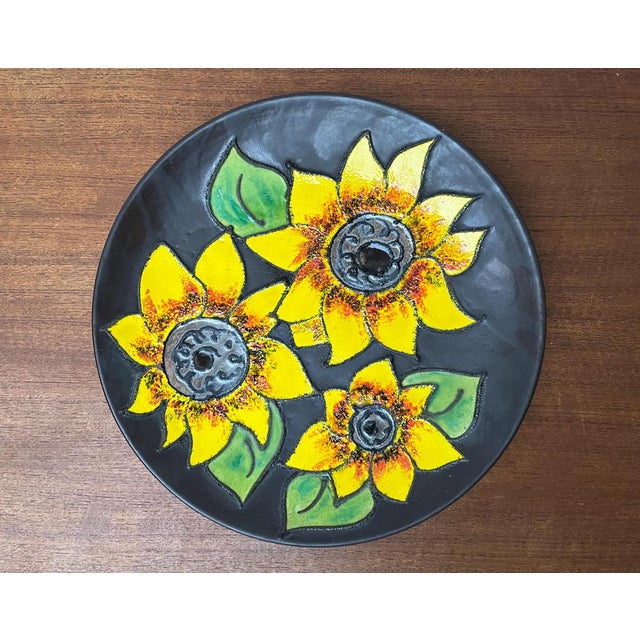 Mid-Century Modern Mid-Century German Studio Pottery Wall Plate with Sunflower Design from Ruscha, 1960s For Sale - Image 3 of 18