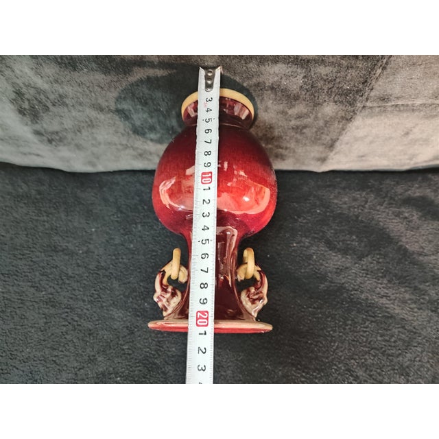 White Chinese Ceramic Vase,Jun Ware Red Glaze Porcelain Double Ears Vase For Sale - Image 8 of 13