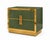 Olive Green Glass Nightstand with Recessed Brass Plinths, Italy, Set of 2 For Sale - Image 6 of 11