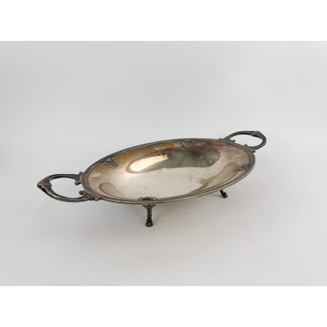 French Early 20th Century Silver-Plated Oval Centerpiece Platter With Handles For Sale - Image 3 of 16
