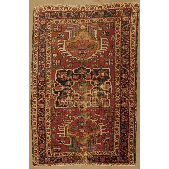 1930s Antique Hand Knotted Persian Karaja Accent Rug 2'10"x 4'4" For Sale - Image 13 of 13