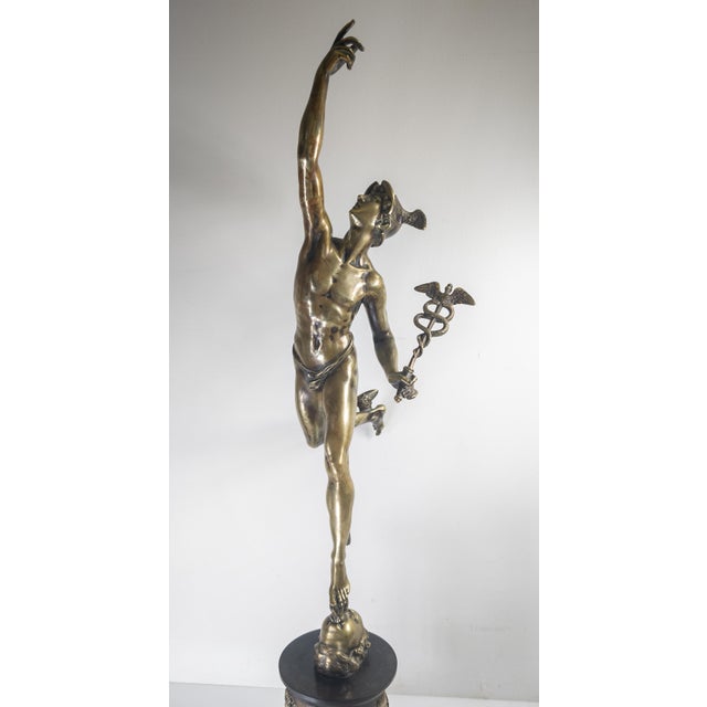Grand Tour 19th Century 34" Italian Grand Tour Bronze of Flying Mercury After Giambologna For Sale - Image 3 of 18