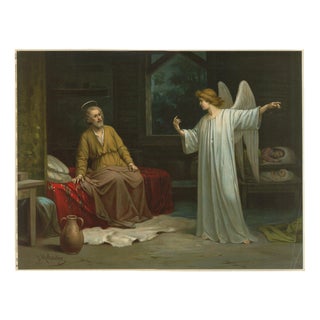 Saint Joseph Visited by an Angel, Germany, 1900, Chromolithograph on Paper For Sale