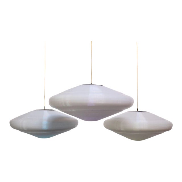 Single Mid-Century Modern Spun Plastic Rotaflex Pendant Lamp by Yasha Heifetz For Sale