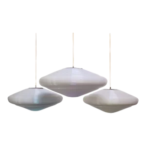 Single Mid-Century Modern Spun Plastic Rotaflex Pendant Lamp by Yasha Heifetz